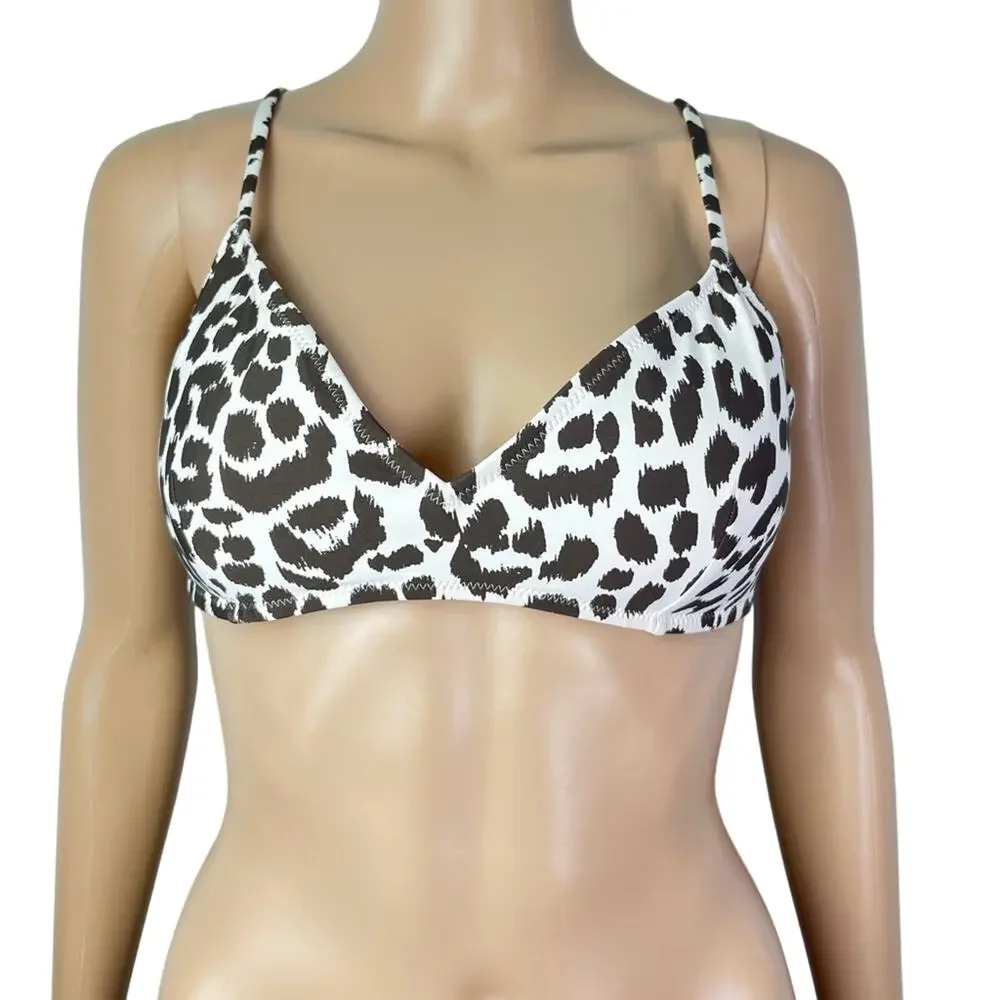 New J. Crew Leopard Print Padded Cross Over Bikini Top - Picture 6 of 6
